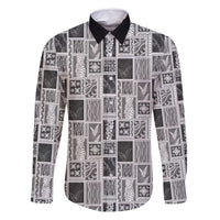 Vintage Aloha Block Quilt Family Matching Long Sleeve Bodycon Dress and Hawaiian Shirt Black Inspired Lei Motifs LT9 Dad's Shirt - Long Sleeve Black - Polynesian Pride