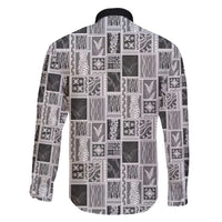 Vintage Aloha Block Quilt Family Matching Off Shoulder Maxi Dress and Hawaiian Shirt Black Inspired Lei Motifs LT9 - Polynesian Pride