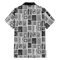 Vintage Aloha Block Quilt Family Matching Off Shoulder Short Dress and Hawaiian Shirt Black Inspired Lei Motifs LT9 - Polynesian Pride