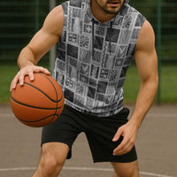 Vintage Aloha Block Quilt Sleeveless Hoodie Black Inspired Lei Motifs - Polynesian Pride
