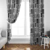 Vintage Aloha Block Quilt Window Curtain Black Inspired Lei Motifs - Polynesian Pride