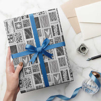 Vintage Aloha Block Quilt Wrapping Paper Black Inspired Lei Motifs LT9 - Polynesian Pride