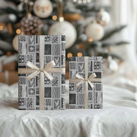 Vintage Aloha Block Quilt Wrapping Paper Black Inspired Lei Motifs LT9 - Polynesian Pride