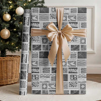 Vintage Aloha Block Quilt Wrapping Paper Black Inspired Lei Motifs LT9 - Polynesian Pride