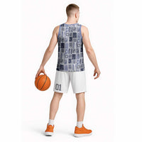 Vintage Aloha Block Quilt Basketball Jersey Blue Inspired Lei Motifs - Polynesian Pride