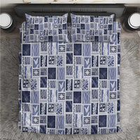 Vintage Aloha Block Quilt Bedding Set Blue Inspired Lei Motifs LT9 Blue - Polynesian Pride