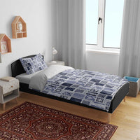 Vintage Aloha Block Quilt Bedding Set Blue Inspired Lei Motifs LT9 - Polynesian Pride