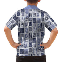 Vintage Aloha Block Quilt Family Matching Long Sleeve Bodycon Dress and Hawaiian Shirt Blue Inspired Lei Motifs LT9 - Polynesian Pride