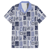 Vintage Aloha Block Quilt Family Matching Long Sleeve Bodycon Dress and Hawaiian Shirt Blue Inspired Lei Motifs LT9 Dad's Shirt - Short Sleeve Blue - Polynesian Pride