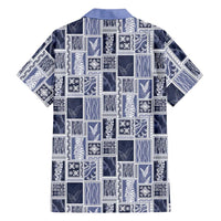 Vintage Aloha Block Quilt Family Matching Off Shoulder Maxi Dress and Hawaiian Shirt Blue Inspired Lei Motifs LT9 - Polynesian Pride