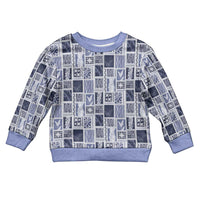 Vintage Aloha Block Quilt Kid Ugly Christmas Sweater Blue Inspired Lei Motifs - Polynesian Pride