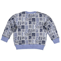 Vintage Aloha Block Quilt Kid Ugly Christmas Sweater Blue Inspired Lei Motifs - Polynesian Pride