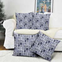 Vintage Aloha Block Quilt Pillow Cover Blue Inspired Lei Motifs - Polynesian Pride