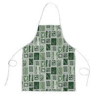 Vintage Aloha Block Quilt Apron Green Inspired Lei Motifs - Polynesian Pride