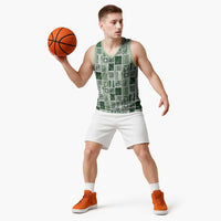 Vintage Aloha Block Quilt Basketball Jersey Green Inspired Lei Motifs - Polynesian Pride