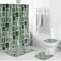 Vintage Aloha Block Quilt Bathroom Set Green Inspired Lei Motifs - Polynesian Pride