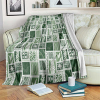 Vintage Aloha Block Quilt Blanket Green Inspired Lei Motifs - Polynesian Pride