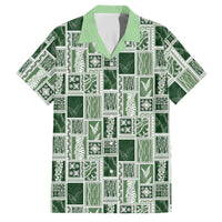Vintage Aloha Block Quilt Family Matching Mermaid Dress and Hawaiian Shirt Green Inspired Lei Motifs LT9 Dad's Shirt - Short Sleeve Green - Polynesian Pride