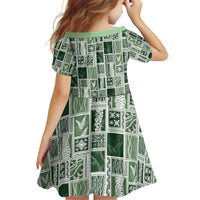 Vintage Aloha Block Quilt Family Matching Tank Maxi Dress and Hawaiian Shirt Green Inspired Lei Motifs - Polynesian Pride