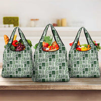 Vintage Aloha Block Quilt Grocery Bag Green Inspired Lei Motifs - Polynesian Pride