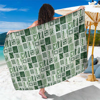 Vintage Aloha Block Quilt Sarong Green Inspired Lei Motifs - Polynesian Pride