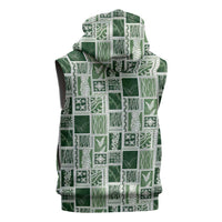 Vintage Aloha Block Quilt Sleeveless Hoodie Green Inspired Lei Motifs LT9 - Polynesian Pride