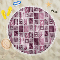 Vintage Aloha Block Quilt Beach Blanket Pink Inspired Lei Motifs - Polynesian Pride