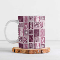 Vintage Aloha Block Quilt Ceramic Mug Pink Inspired Lei Motifs - Polynesian Pride