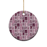 Vintage Aloha Block Quilt Ceramic Ornament Pink Inspired Lei Motifs - Polynesian Pride