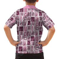 Vintage Aloha Block Quilt Family Matching Long Sleeve Bodycon Dress and Hawaiian Shirt Pink Inspired Lei Motifs LT9 - Polynesian Pride