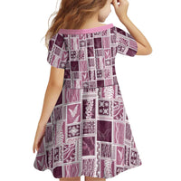 Vintage Aloha Block Quilt Family Matching Long Sleeve Bodycon Dress and Hawaiian Shirt Pink Inspired Lei Motifs LT9 - Polynesian Pride