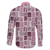 Vintage Aloha Block Quilt Family Matching Off Shoulder Maxi Dress and Hawaiian Shirt Pink Inspired Lei Motifs LT9 - Polynesian Pride