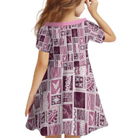 Vintage Aloha Block Quilt Family Matching Short Sleeve Bodycon Dress and Hawaiian Shirt Pink Inspired Lei Motifs LT9 - Polynesian Pride