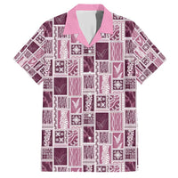 Vintage Aloha Block Quilt Family Matching Short Sleeve Bodycon Dress and Hawaiian Shirt Pink Inspired Lei Motifs - Polynesian Pride