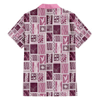 Vintage Aloha Block Quilt Family Matching Short Sleeve Bodycon Dress and Hawaiian Shirt Pink Inspired Lei Motifs LT9 - Polynesian Pride
