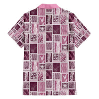Vintage Aloha Block Quilt Family Matching Tank Maxi Dress and Hawaiian Shirt Pink Inspired Lei Motifs - Polynesian Pride