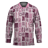 Vintage Aloha Block Quilt Hockey Jersey Pink Inspired Lei Motifs - Polynesian Pride