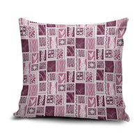 Vintage Aloha Block Quilt Pillow Cover Pink Inspired Lei Motifs - Polynesian Pride