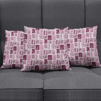 Vintage Aloha Block Quilt Pillow Cover Pink Inspired Lei Motifs - Polynesian Pride