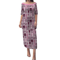 Vintage Aloha Block Quilt Puletasi Pink Inspired Lei Motifs - Polynesian Pride