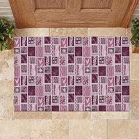 Vintage Aloha Block Quilt Rubber Doormat Pink Inspired Lei Motifs - Polynesian Pride