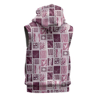 Vintage Aloha Block Quilt Sleeveless Zip Hoodie Pink Inspired Lei Motifs LT9 - Polynesian Pride
