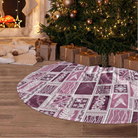 Vintage Aloha Block Quilt Tree Skirt Pink Inspired Lei Motifs - Polynesian Pride