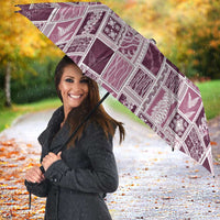 Vintage Aloha Block Quilt Umbrella Pink Inspired Lei Motifs - Polynesian Pride