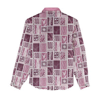 Vintage Aloha Block Quilt Women Casual Shirt Pink Inspired Lei Motifs LT9 - Polynesian Pride