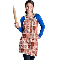 Vintage Aloha Block Quilt Apron Red Inspired Lei Motifs - Polynesian Pride