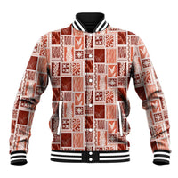 Vintage Aloha Block Quilt Baseball Jacket Red Inspired Lei Motifs LT9 Unisex Red - Polynesian Pride