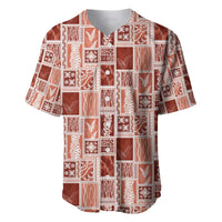 Vintage Aloha Block Quilt Baseball Jersey Red Inspired Lei Motifs - Polynesian Pride