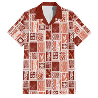 Vintage Aloha Block Quilt Family Matching Off Shoulder Short Dress and Hawaiian Shirt Red Inspired Lei Motifs LT9 Dad's Shirt - Short Sleeve Red - Polynesian Pride
