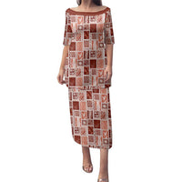 Vintage Aloha Block Quilt Family Matching Puletasi and Hawaiian Shirt Red Inspired Lei Motifs - Polynesian Pride